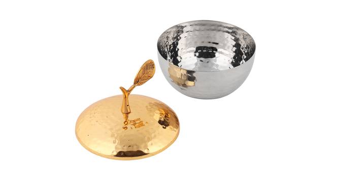 Bowl with a Golden Finish Lid (Silver & Golden) by Urban Ladder - Front View Design 1 - 729544