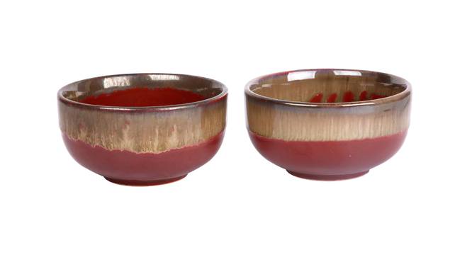 Handpainted Ceramic Bowl Set of 2 in Red (Red) by Urban Ladder - Front View Design 1 - 729547