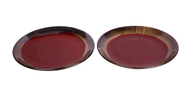 Classic Red Ceramic Plates Set of Two (Red) by Urban Ladder - Front View Design 1 - 729559