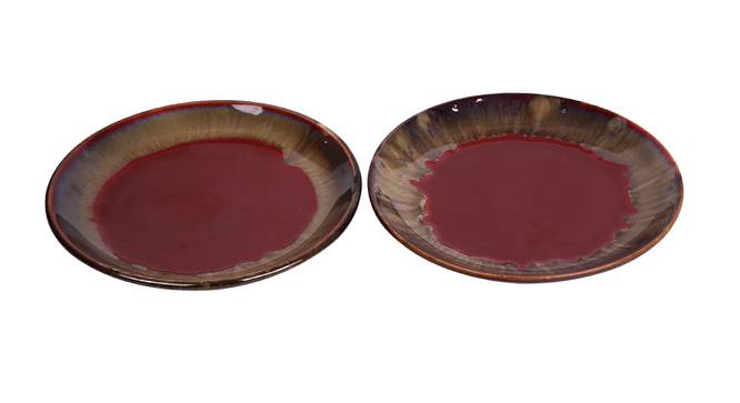 Textural Red Ceramic Plate Set of Two (Red) by Urban Ladder - Front View Design 1 - 729560