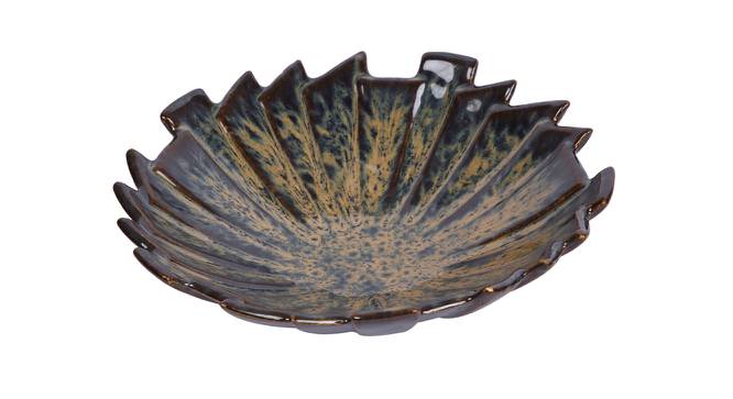 Asymmetrical Ceramic Cutwork Platter (Brown) by Urban Ladder - Front View Design 1 - 729576