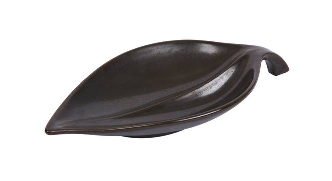 Leaf Structure Coffee Brown Ceramic Platter (Brown) by Urban Ladder - Front View Design 1 - 729579