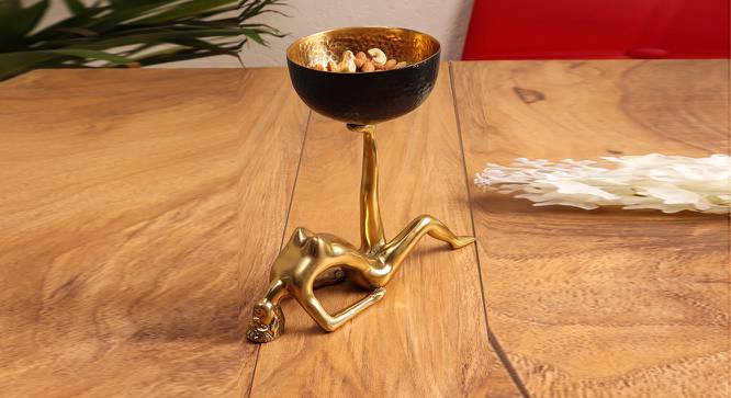 Bowl with a Yoga Pose Figurine (Black & Golden) by Urban Ladder - Front View Design 1 - 729581