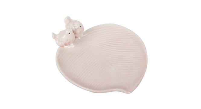 Leaf Ceramic Tray in White (Pink) by Urban Ladder - Front View Design 1 - 729585
