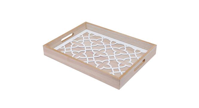 Beige & White Printed Wooden Tray (Beige) by Urban Ladder - Front View Design 1 - 729603