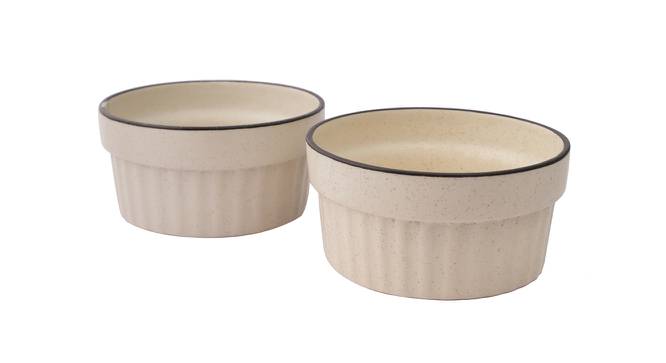 White Ceramic Bowl Set of Two (Grey) by Urban Ladder - Front View Design 1 - 729605