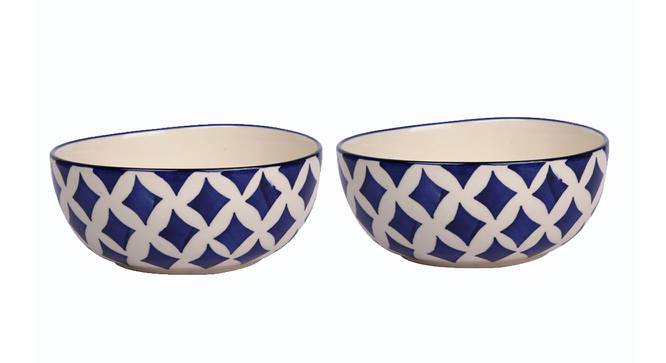 Blue Diamond Ceramic Bowl set of 2 (White & Blue) by Urban Ladder - Front View Design 1 - 729615