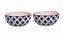 Blue Diamond Ceramic Bowl set of 2 (White & Blue) by Urban Ladder - Front View Design 1 - 729615