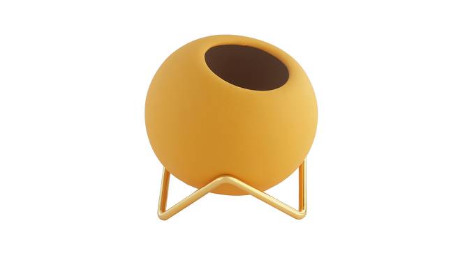 Set of 3 Coloured Ceramic Vases with Golden Stand (Multicoloured) by Urban Ladder - Front View Design 1 - 729636