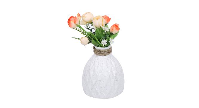 White Ceramic Flower Vase with Jute Neck (White) by Urban Ladder - Front View Design 1 - 729638