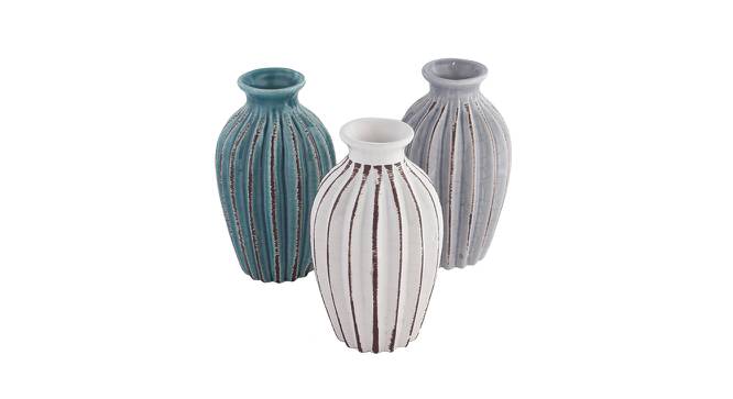 Set of 3 Rustic Finish Ceramic Vases (Multicoloured) by Urban Ladder - Front View Design 1 - 729642