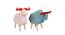 Colourful Polyraisin and Wood Cow pair showpiece (Multicolored) by Urban Ladder - Front View Design 1 - 729651
