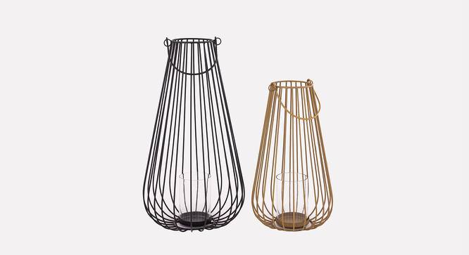 Set Of 2 Metal Candle Lantern With Glass Case (Black) by Urban Ladder - Front View Design 1 - 729655