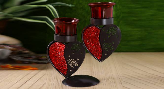 Hearty Candle Stand Set Of 2 (Red) by Urban Ladder - Front View Design 1 - 729666