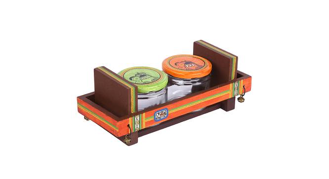 Wooden Tray with Two Big Glass Jar (Multicoloured) by Urban Ladder - Front View Design 1 - 729703