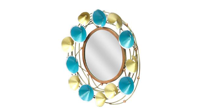 Round Mirror With Golden And Green Leaf Border (Gold) by Urban Ladder - Front View Design 1 - 729734