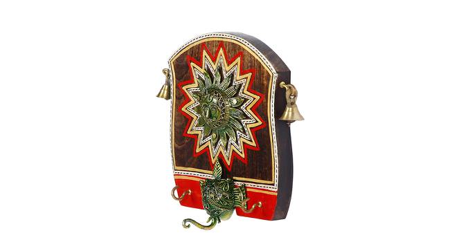 Beautiful Wooden panel Key Holder with Sun Motif - 2 hooks (Brown) by Urban Ladder - Front View Design 1 - 729750