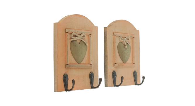 Light Orange Hand painted Wall Hooks with Brass Heart Accent-2 Hooks (Gold) by Urban Ladder - Front View Design 1 - 729757