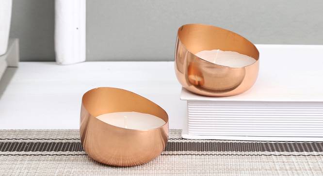 Handcrafted Copper Candle - Set of 2 (Copper) by Urban Ladder - Front View Design 1 - 729759