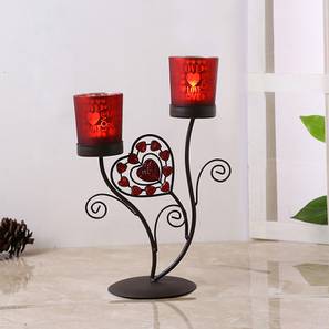 Lighting In New Delhi Design Love Fetched Frosted Glass Candle Holder (Red)