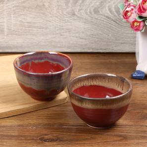 Dinnerware Design Fiery Red Ceramic Bowl Set of 2 (Red)