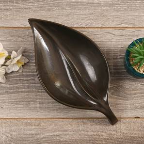 Tablewares Design Leaf Structure Coffee Brown Ceramic Platter (Brown)
