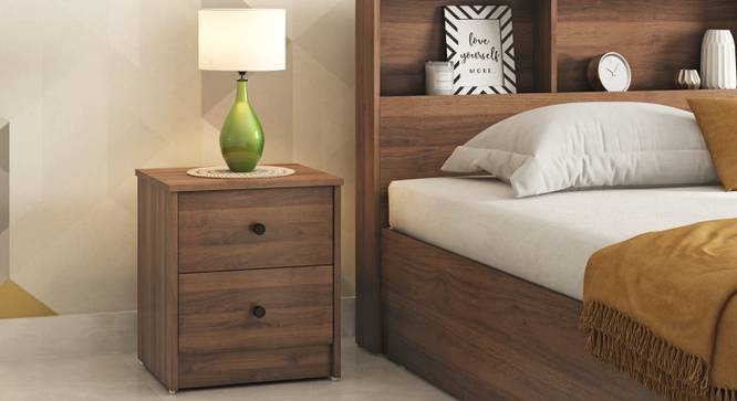 Hazel 2 Drawer Bedside Table - Classic Walnut (Classic Walnut Finish) by Urban Ladder - Front View - 730596