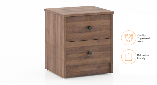 Hazel 2 Drawer Bedside Table - Classic Walnut (Classic Walnut Finish) by Urban Ladder - Close View - 730597