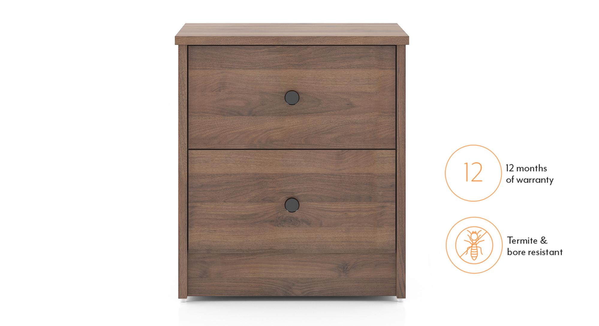 Hazel Engineered Wood Bedside Table in Classic Walnut Finish Urban Ladder