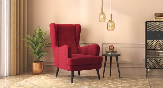 Genoa Wing Chair (Salsa Red) by Urban Ladder - Front View - 731537