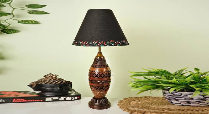 Andre Table Lamp with Solid Wood Base (Natural Wooden Brown) by Urban Ladder - Front View Design 1 - 732084