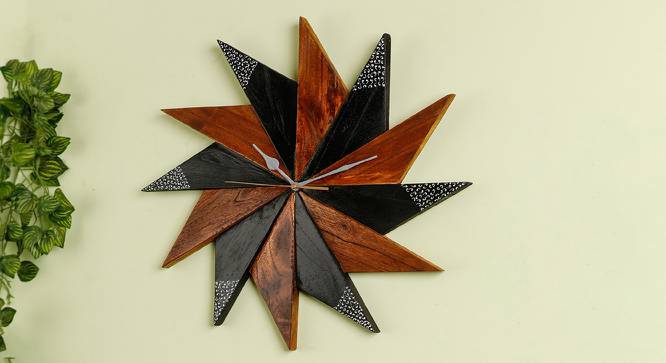 Liam Brown & Black Solid Wood  Wall Clock (Brown & Black) by Urban Ladder - Front View Design 1 - 732194