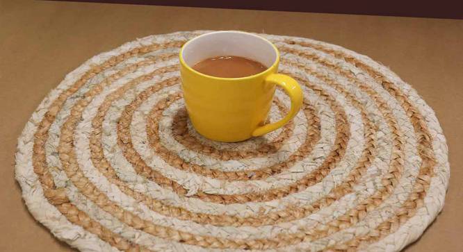 Ambbi Collections, Round Blue Table Mat, Set of 06 (Beige) by Urban Ladder - Front View Design 1 - 732947