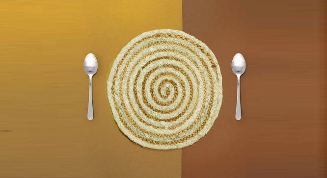 Ambbi Collections, Round Blue Table Mat, Set of 06 (Beige) by Urban Ladder - Design 1 Side View - 732962