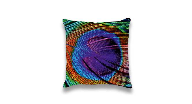 Ambbi Collections Cushion cover, Abstract Pattern, Peacock Cushion Cover, Set of 1, 16x16 Inch Satin Cushion Cover (41 x 41 cm  (16" X 16") Cushion Size, Multicolor) by Urban Ladder - Front View Design 1 - 733061