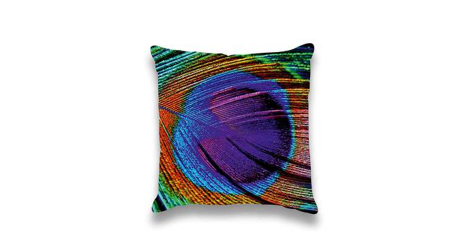 Ambbi Collections Cushion cover, Abstract Pattern, Peacock Cushion Cover, Set of 1, 16x16 Inch Satin Cushion Cover (41 x 41 cm  (16" X 16") Cushion Size, Multicolor) by Urban Ladder - Front View Design 1 - 733061