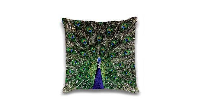 Ambbi Collections Cushion cover, Abstract Pattern, Peacock Green Color Cushion Cover, Set of 1, 16x16 Inch Satin Cushion Cover (Green, 41 x 41 cm  (16" X 16") Cushion Size) by Urban Ladder - Front View Design 1 - 733062