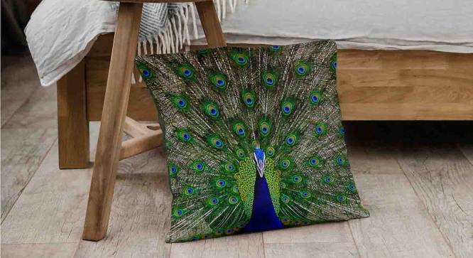 Ambbi Collections Cushion cover, Abstract Pattern, Peacock Green Color Cushion Cover, Set of 1, 16x16 Inch Satin Cushion Cover (Green, 41 x 41 cm  (16" X 16") Cushion Size) by Urban Ladder - Design 1 Side View - 733074