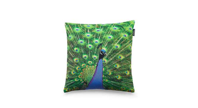 Ambbi Collections Cushion cover, Ethnic Pattern, Peacock Cushion Cover, Set of 1, 16x16 Inch Satin Cushion Cover (Green, 41 x 41 cm  (16" X 16") Cushion Size) by Urban Ladder - Front View Design 1 - 733107