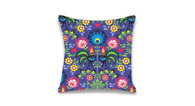 Ambbi Collections Cushion cover, Abstract Pattern, Floral Blue Color Cushion Cover, Set of 1, 16x16 Inch Satin Cushion Cover (41 x 41 cm  (16" X 16") Cushion Size, Multicolor) by Urban Ladder - Front View Design 1 - 733109