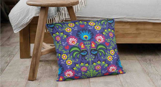 Ambbi Collections Cushion cover, Abstract Pattern, Floral Blue Color Cushion Cover, Set of 1, 16x16 Inch Satin Cushion Cover (41 x 41 cm  (16" X 16") Cushion Size, Multicolor) by Urban Ladder - Design 1 Side View - 733121