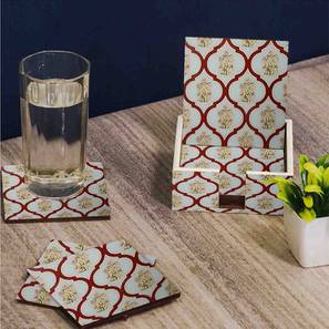 Home Decor Design Abstract Pattern, Beige Color, Set of 6 coasters and 1 stand, 4x4 inch Coasters (Multicolor)