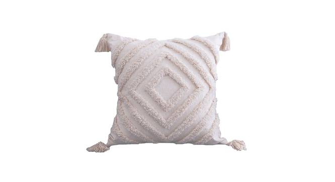 Ambbi Collections Cushion cover Abstract Pattern White Cotton Tufted Set of 1, 16x16 Inch Cushion Cover (White, 41 x 41 cm  (16" X 16") Cushion Size) by Urban Ladder - Front View Design 1 - 733149