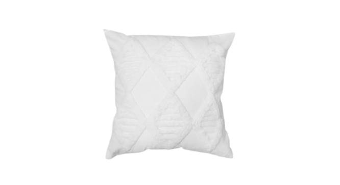 Ambbi Collections Cushion cover Abstract Pattern White Color, Tufted Cushion, Set of 1, 16x16 Inch Cotton Cushion Cover (White, 41 x 41 cm  (16" X 16") Cushion Size) by Urban Ladder - Front View Design 1 - 733151