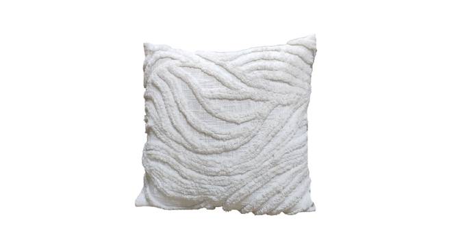 Ambbi Collections Cushion cover Ethnic Pattern White Color, Tufted Cushion Cover, Set of 1, 16x16 Inch Cotton Cushion Cover (White, 41 x 41 cm  (16" X 16") Cushion Size) by Urban Ladder - Front View Design 1 - 733152