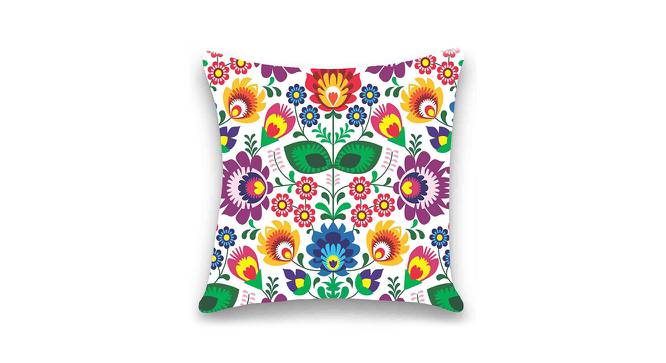 Ambbi Collections Cushion cover, Abstract Pattern, Floral White Cushion Cover, Set of 1, 16x16 Inch Satin Cushion Cover (41 x 41 cm  (16" X 16") Cushion Size, Multicolor) by Urban Ladder - Front View Design 1 - 733154