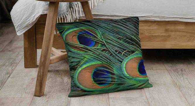 Ambbi Collections Cushion cover, Abstract Pattern, Peacock Cushion Cover, Set of 1, 16x16 Inch Cushion Cover (41 x 41 cm  (16" X 16") Cushion Size, Multicolor) by Urban Ladder - Design 1 Side View - 733167