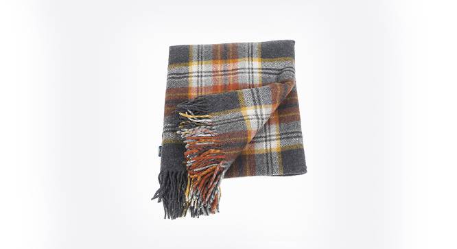 Ambbi Collections Geometric Pattern Wool Throw, Brown Color 130x170 cm (Multicolor) by Urban Ladder - Front View Design 1 - 733208