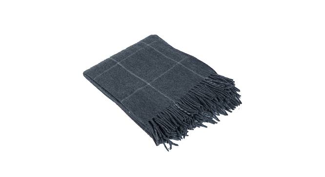 Ambbi Collections Geometric Pattern Wool Throw, Grey Color 130x170 cm (Grey) by Urban Ladder - Front View Design 1 - 733209