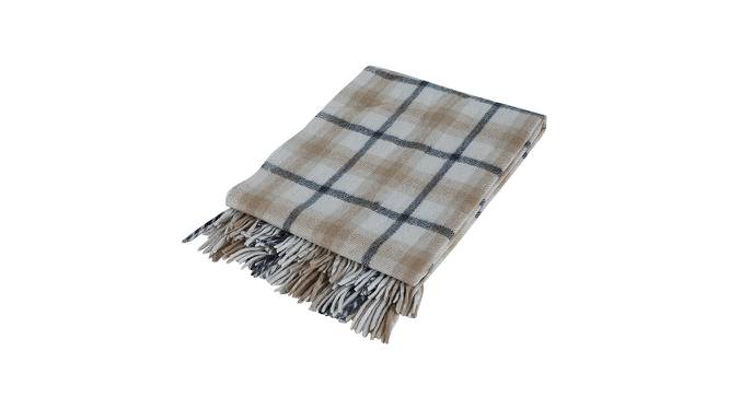 Ambbi Collections Geometric Pattern Wool Throw, Beige Color 130x170 cm (Multicolor) by Urban Ladder - Front View Design 1 - 733210